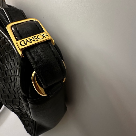 Elegant GANSON Black Woven Leather Shoulder Bag - Picture 4 of 8